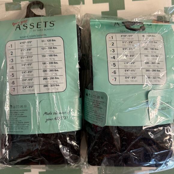 Spanx Assets Tights Pantyhose Lot of 2 Black Stripe Texture Pattern Size 3 NWT - Picture 4 of 5